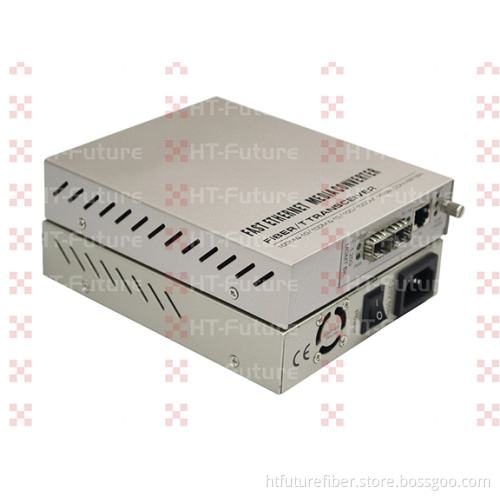 2 Fiber Port and 1 RJ45 Port 10M/100M Industrial Fiber Media Converter